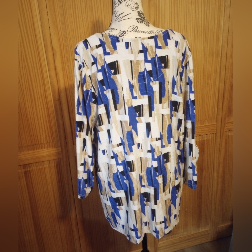 Abstract Blue and Beige Women's Dress